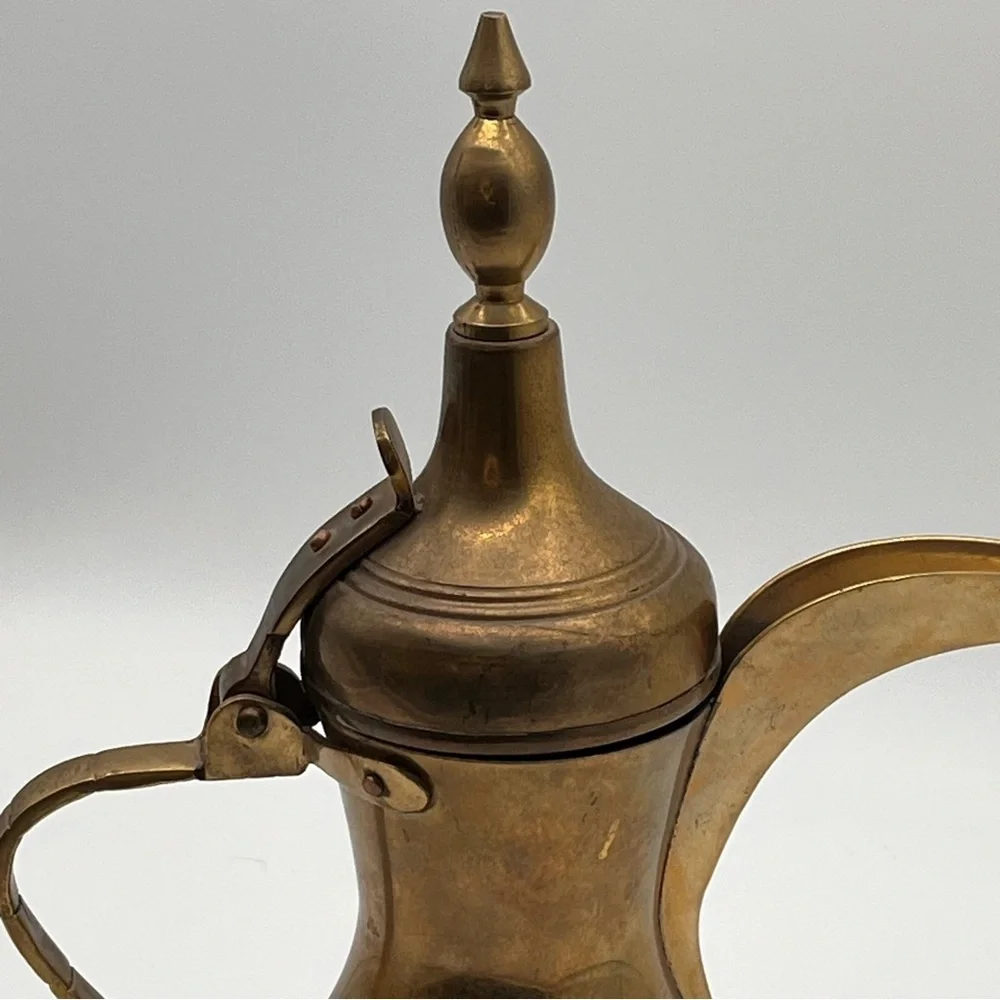 Vintage Etched Islamic Middle East Arabic Dallah Copper Brass Coffee Pot 10